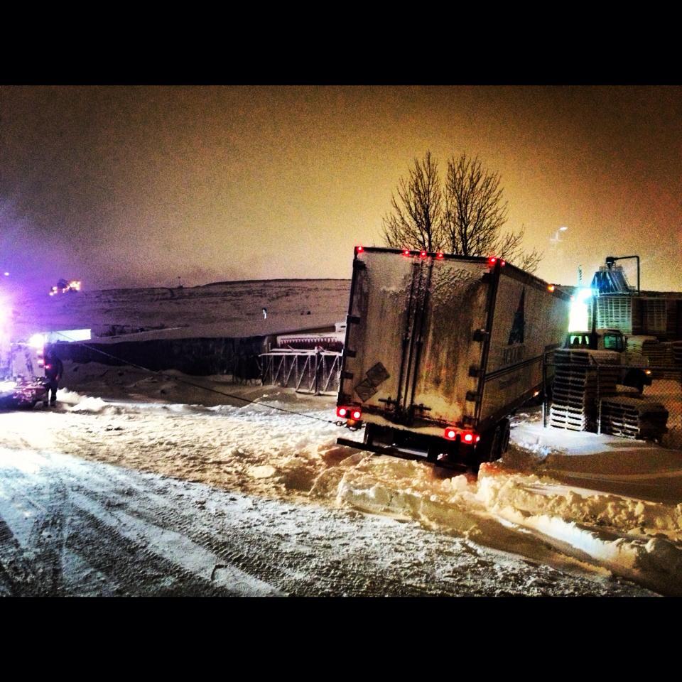Two 60W LED Lights Illuminate a Tractor Trailer